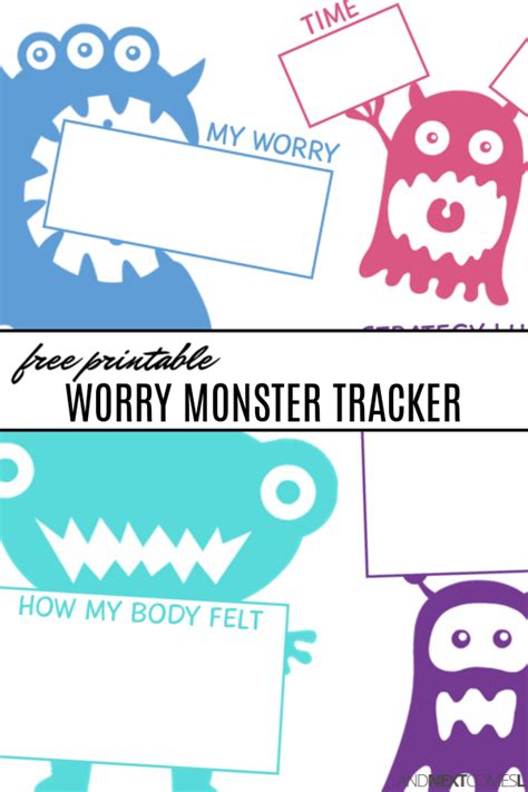 Free Printable Worry Monster Tracker And Next Comes L Hyperlexia