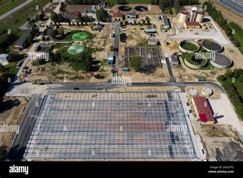 Water purification plant in construction from above Stock Photo - Alamy