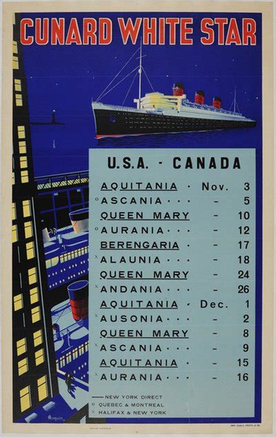 Original vintage poster: Cunard White Star - USA - Canada for sale at ...