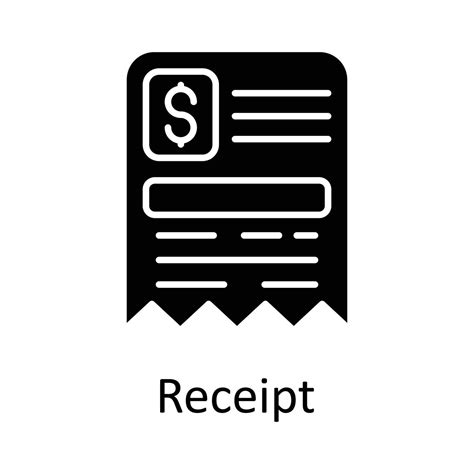 Receipt Vector Solid Icon Design Illustration Taxes Symbol On White