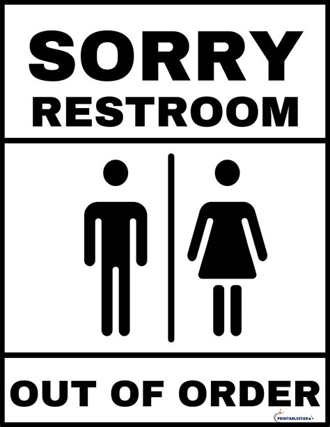 Black And White Sorry Restroom Out Of Order Sign Free Download In