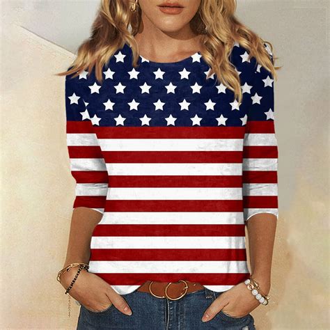 Chmora Patriotic T Shirts For Women American Flag Shirt Women Th Of