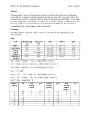 Buffers And Salt Hydrolysis Experiment Docx Buffers And Salt