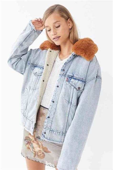 Levis Oversized Denim Sherpa Trucker Jacket Best Faux Fur Jackets