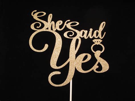 She Said Yes Cake Topper Bridal Cake Toppers Engagement Cake