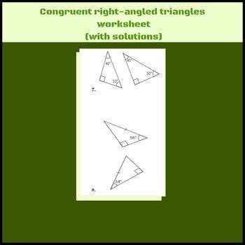 Congruent Right Angled Triangles Worksheet With Solutions By Mathamaniacs