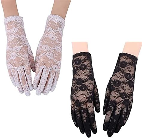 YHRY Women S Cropped Lace Gloves Sheer Tulle Lace Gloves Lace Gloves