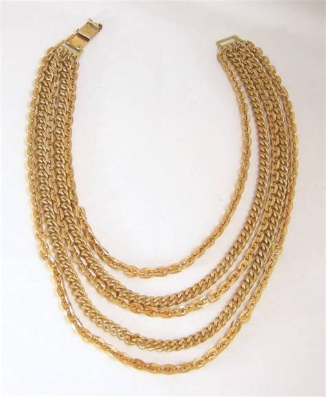 Multi Strand Gold Tone Rope Link Necklace At 1stDibs