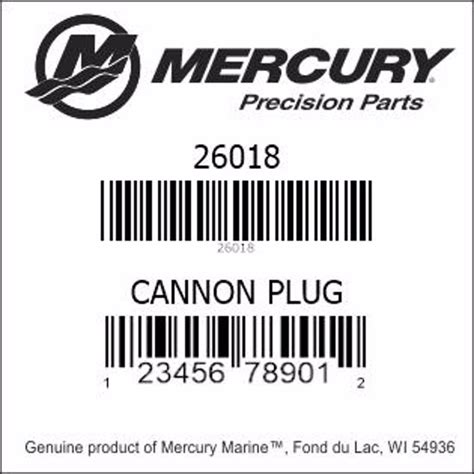 Mercury Mercruiser Cannon Plug Genuine Factory Part