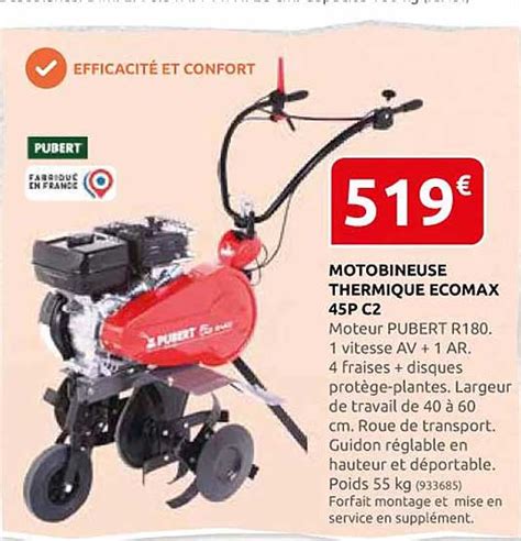 Promo Motobineuse Thermique Ecomax P C Pubert Chez Rural Master