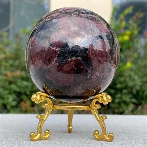 G Natural Firework Red Garnet Quartz Polished Sphere Crystal Healing