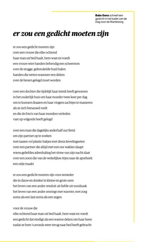 Gedicht Voor De Dag Van De Mantelzorg NRC 10 November 2023 Babs Gons