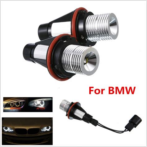 White Angel Eye Halo Light W Cree Led Ring Marker Bulbs For Bmw X