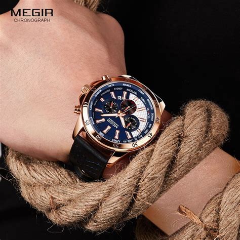 Megir 2103 Mens Chronograph Watch Blue Vivid Nuance South Africa