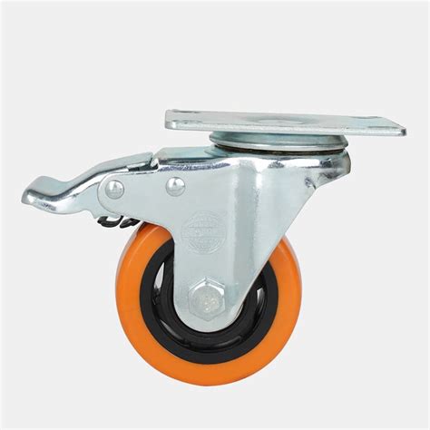 Jual RODA TROLI ETALASE PVC 2 INCH REM HIDUP ROHA CASTER SWIVEL ORANGE