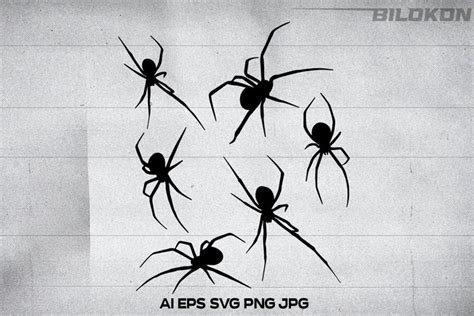 Spider Silhouette Set Svg Vector