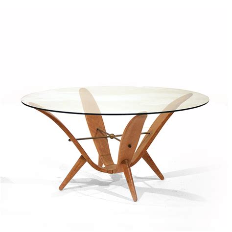 Coffee Table Round with Glass Top and Wooden Base | Godrie.eu