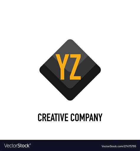 Initial Letter Yz Black Creative Design Logo Vector Image