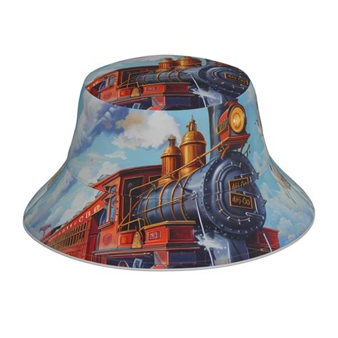Honeii Cartoon Train Hot Air Balloon For Unisex Bucket Hat Waterproof