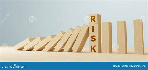 Risk Management Concept Wooden Block Stopping Domino Effect For