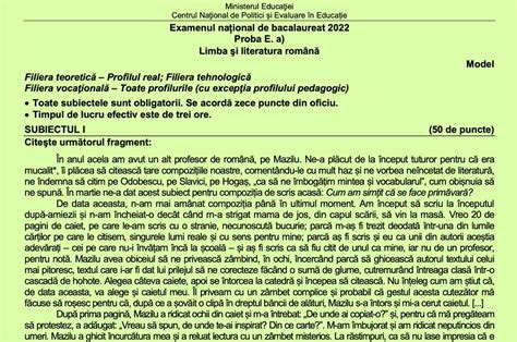 ULTIMA ORĂ Modele de subiecte pentru Bacalaureat 2022 publicate de