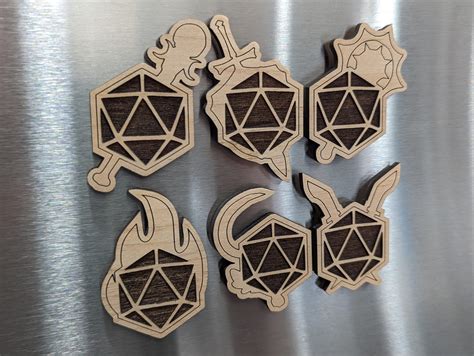 Dungeons And Dragons Wooden Class Magnets Laser Engraved Dnd Magnet