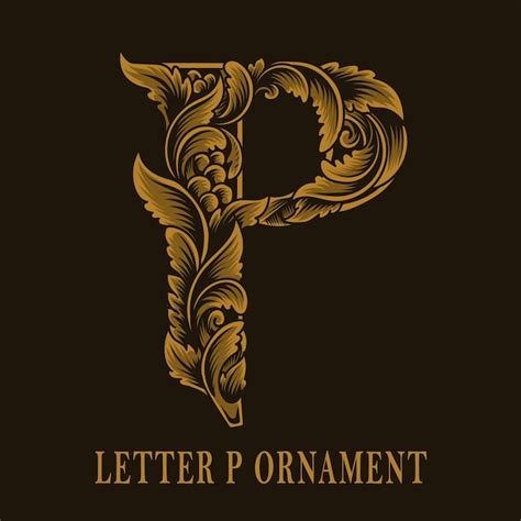 Style D Ornement Vintage Logo Lettre P Vecteur Premium