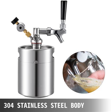 VEVOR Beer Mini Keg 68 Oz Mini Keg Growler W Tap Faucet Pressurized