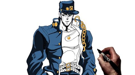 How To Draw Jotaro Manga Step By Step Jojo S Bizarre Adventure Youtube