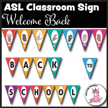 Printable Welcome Back to School Banner pdf | ASL Classroom Poster