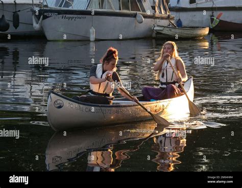 Canoeing On The Norfolk Broads National Park River Yare Thorpe St