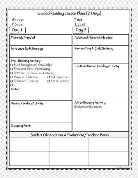 Guided Reading Lesson Plan Template Fountas And Pinnell