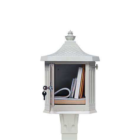 Gibraltar Mailboxes Post Mount White Metal Large Lockable Mailbox with ...