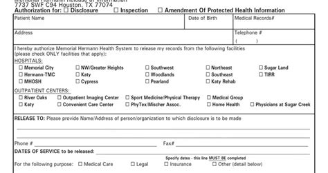 Memorial Hermann Release ≡ Fill Out Printable Pdf Forms Online