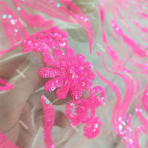 Fashionable Geometric Pattern Hot Pink Sequin Fabric Oneyard