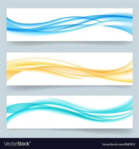 Abstract Swoosh Smooth Wavy Line Headers Vector Image