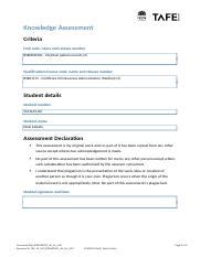 BSBMED303 AE Kn 1of3 Docx Knowledge Assessment Criteria Unit Code