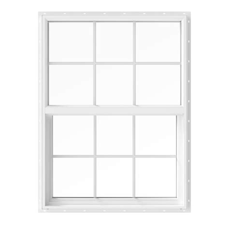 Pella 150 Series White Exterior Vinyl New Construction Single Hung Window Low E Argon Double