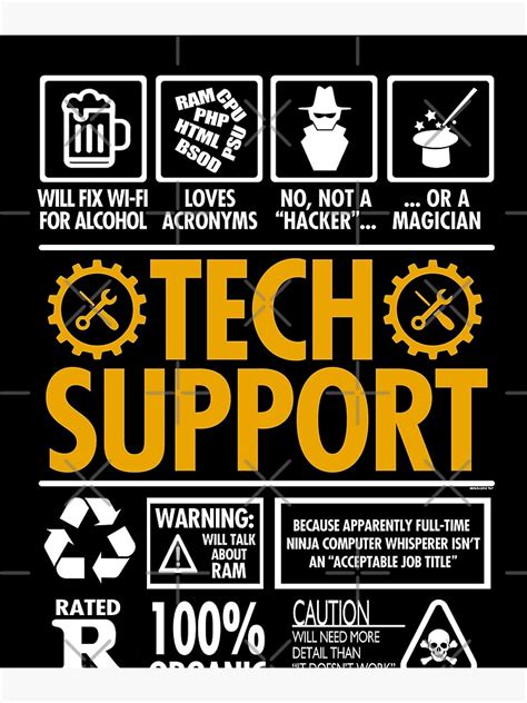 Tech Support Funny IT Helpdesk Poster For Sale By PinkPlatypus