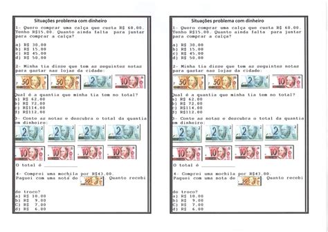 Matemática Sistema Monetário Situações Problema · Alfabetização Blog