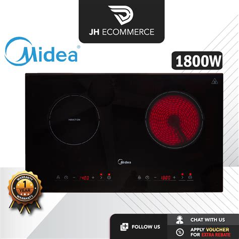 Midea 1800W Built In Induction Ceramic Hob MC IHD361 Dual Zone Multi