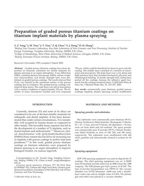 Pdf Preparation Of Graded Porous Titanium Coatings On Titanium