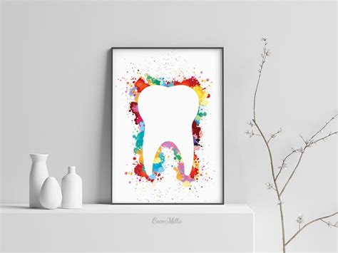 Teeth Art Watercolor Print Tooth Abstract Anatomical Art Etsy