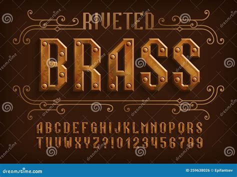 Riveted Alphabet Font Steampunk Rusty Letters And Numbers Cartoon