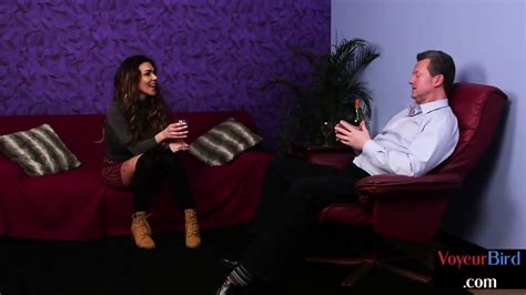 Busty British Voyeur Encourages Jerker While Rubbing Pussy