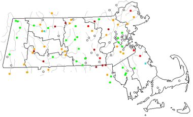 Map of Massachusetts Lakes, Streams and Rivers