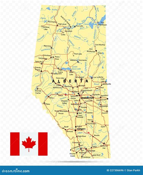 Alberta Road And National Park Map Cartoon Vector CartoonDealer