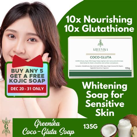 [ Coco Gluta Soap 10x Nourishing Whitening ] Organic Greenika Coco