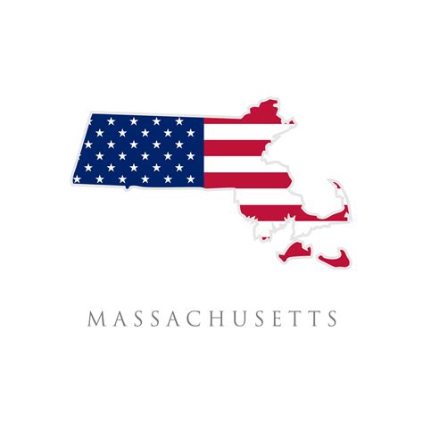 Shape Of Massachusetts State Map With American Flag Vector Illustration Can Use For United