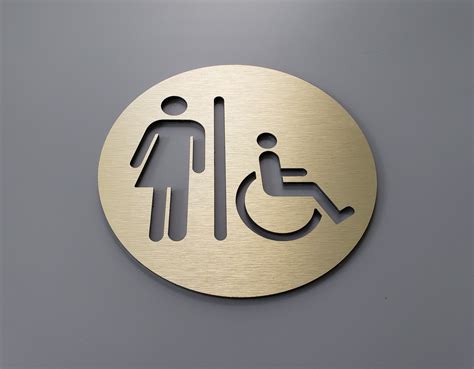 Gender Neutral Bathroom Sign Metal Gold Restroom Door Sign Unisex